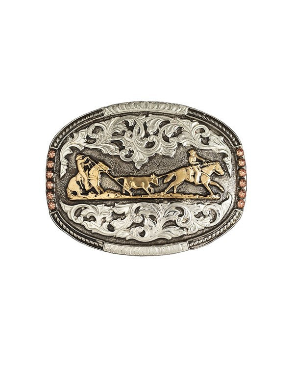 CRUMRINE TRI-COLOR TEAM ROPER MOTIF BELT BUCKLE C1001711
