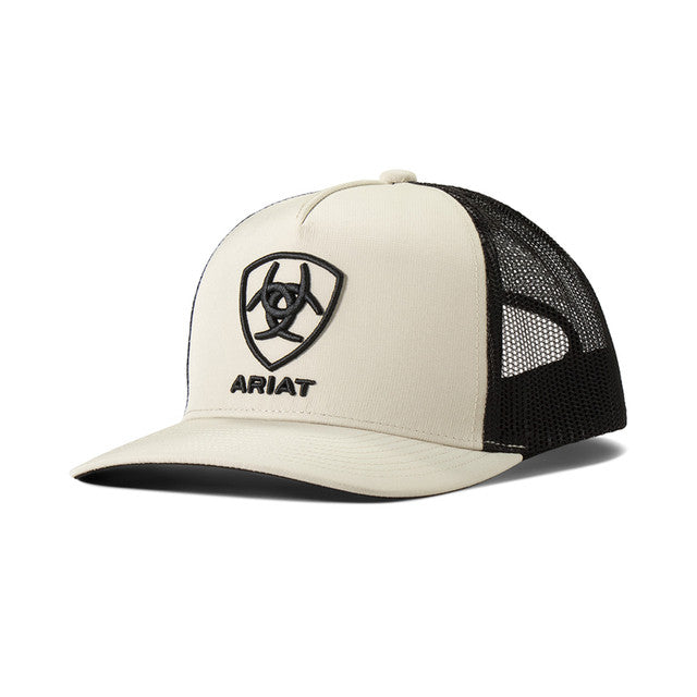 Ariat Men's Khaki/Brown Mesh Cap with Stitched Ariat Logo on Front A3000876243