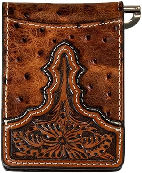 Western Wallet Mens Bifold Ostrich Embossed Slim Brown A3553302