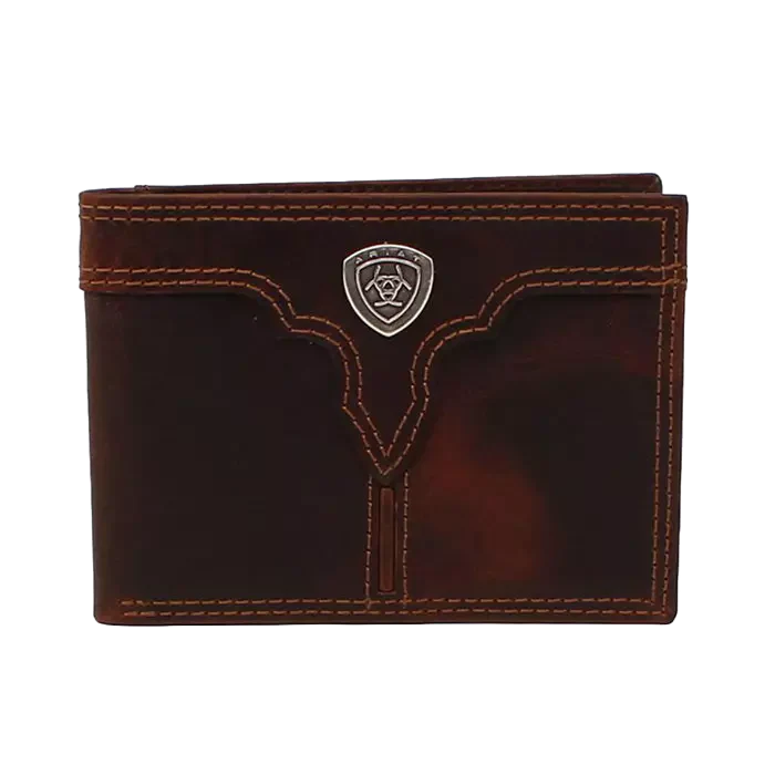 ARIAT BROWN LEATHER Center Bump Bi-fold Wallet