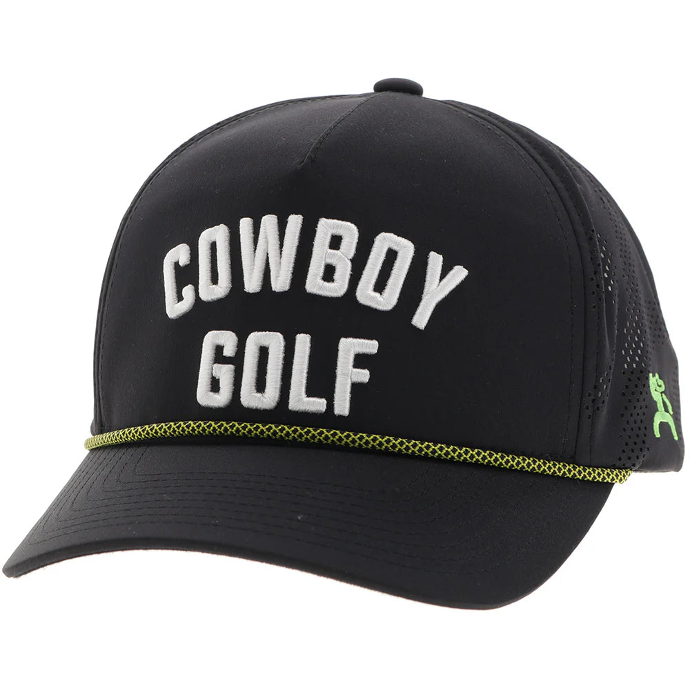 Hooey "Cowboy Golf" Hat Black w/White Stitching