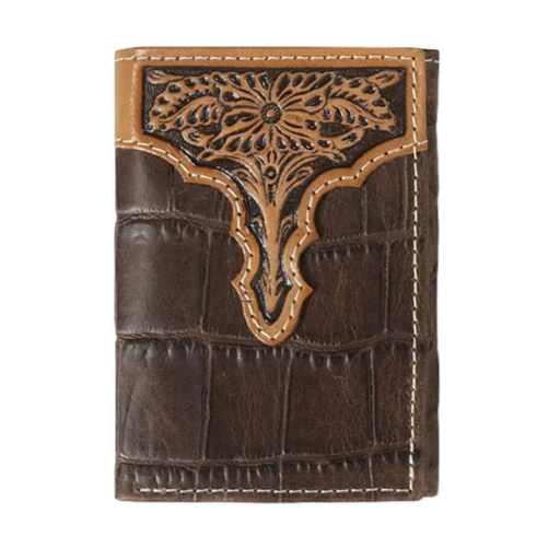 Western Wallet Mens Trifold Crocodile Print (A3552902)