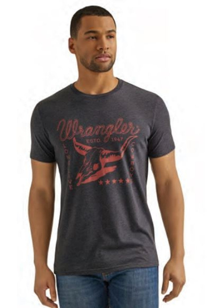 Wrangler Mens Year Round Caviar Heather Short Sleeve Shirt 112344112