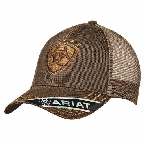 ARIAT MEN'S BROWN OILSKIN MESH BACK CAP 1515602