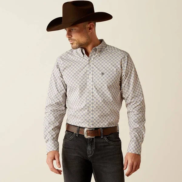 Ariat Men's Cario Fitted Grey Blue Shirt 100540080