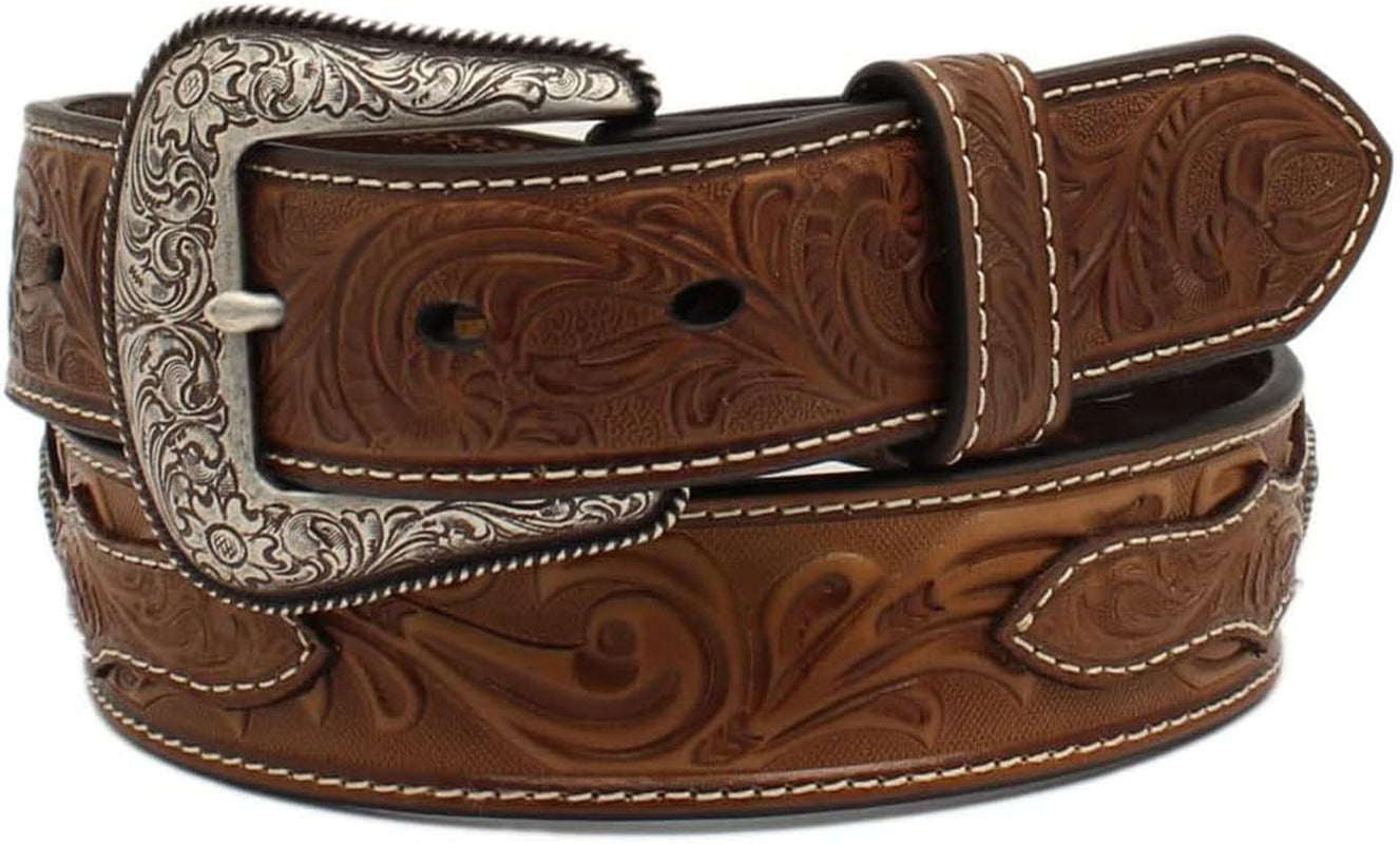 Men's Brown Tooled Cross Belt