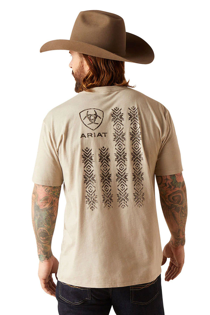 Ariat Tshirt Men's Zuni Flag Khaki Heather Short Sleeve Tee - 10047888