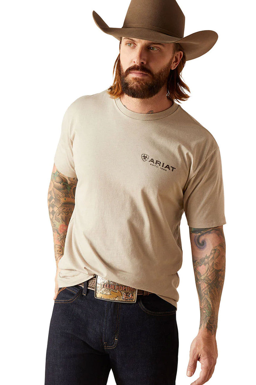 Ariat Tshirt Men's Zuni Flag Khaki Heather Short Sleeve Tee - 10047888