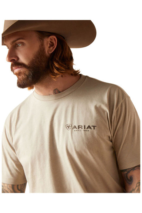 Ariat Tshirt Men's Zuni Flag Khaki Heather Short Sleeve Tee - 10047888