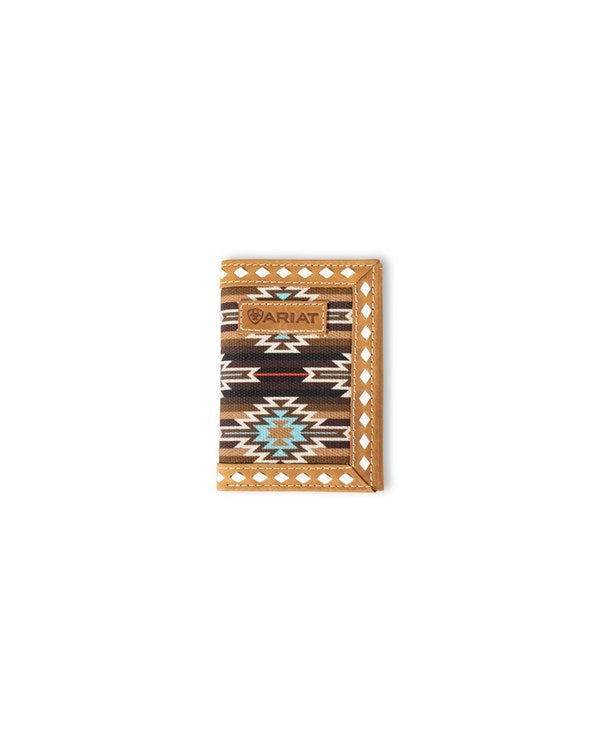 ARIAT MEN'S SOUTHWEST DIAMOND LACED TRIFOLD WALLET A3559202