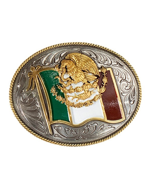 ARIAT OVAL MEXICAN FLAG EAGLE WESTERN BELT BUCKLE A37024