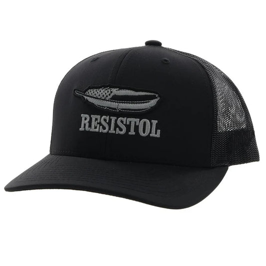 HOOEY "RESISTOL" HAT, BLACK W/FEATHER LOGO 2251T-BK