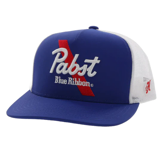 Hooey® Men's Pabst Blue Ribbon 5-panel Blue Trucker Cap 2275T-BLWH