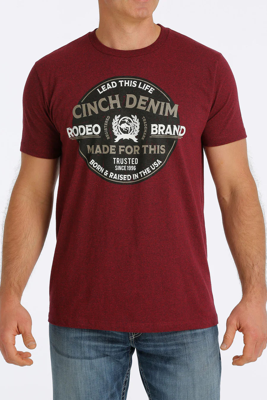 CINCH - MEN'S SHORT SLEEVE T-SHIRT - HEATHER BURGUNDY MTT1690498