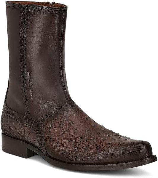 FRANCO CUADRA Men's Dress Boots in Genuine Ostrich Leather Brown FC654