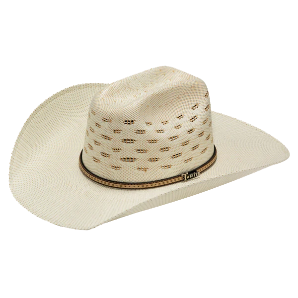Twister Unisex Bangora Ivory and Tan Western Straw Hat T71820