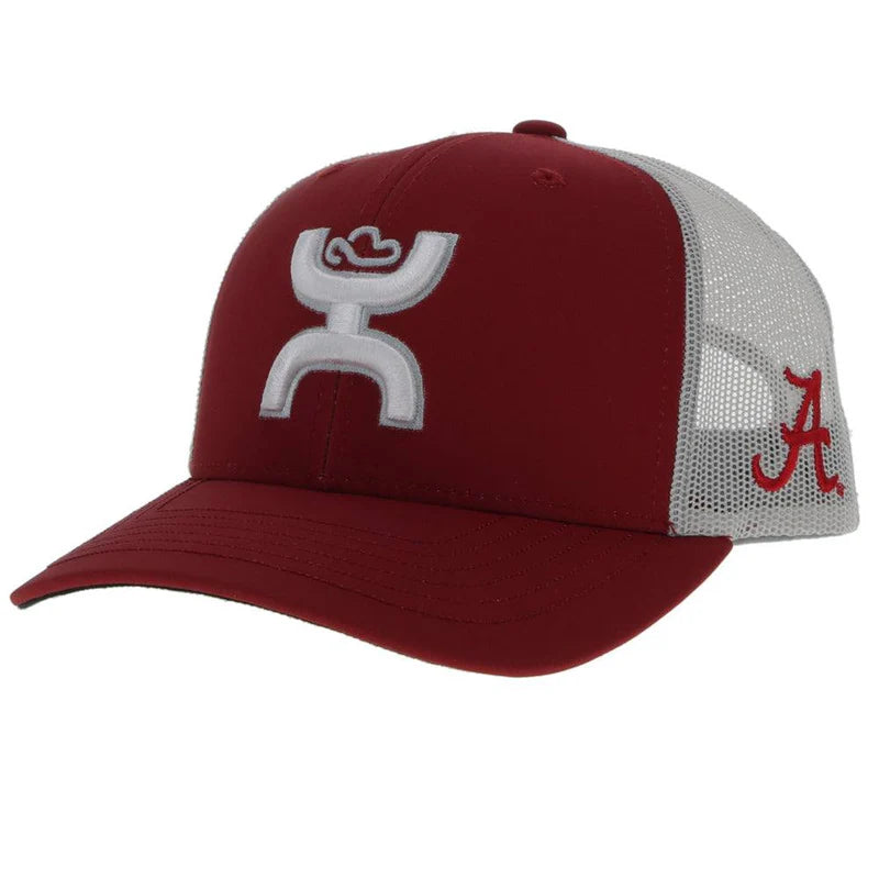 HOOEY "UNIVERSITY OF ALABAMA" HAT CRIMSON/GREY W/WHITE HOOEY LOGO