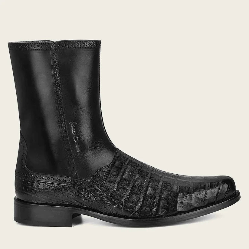 Hand-painted exotic black leather boots by franco cuadra FC656