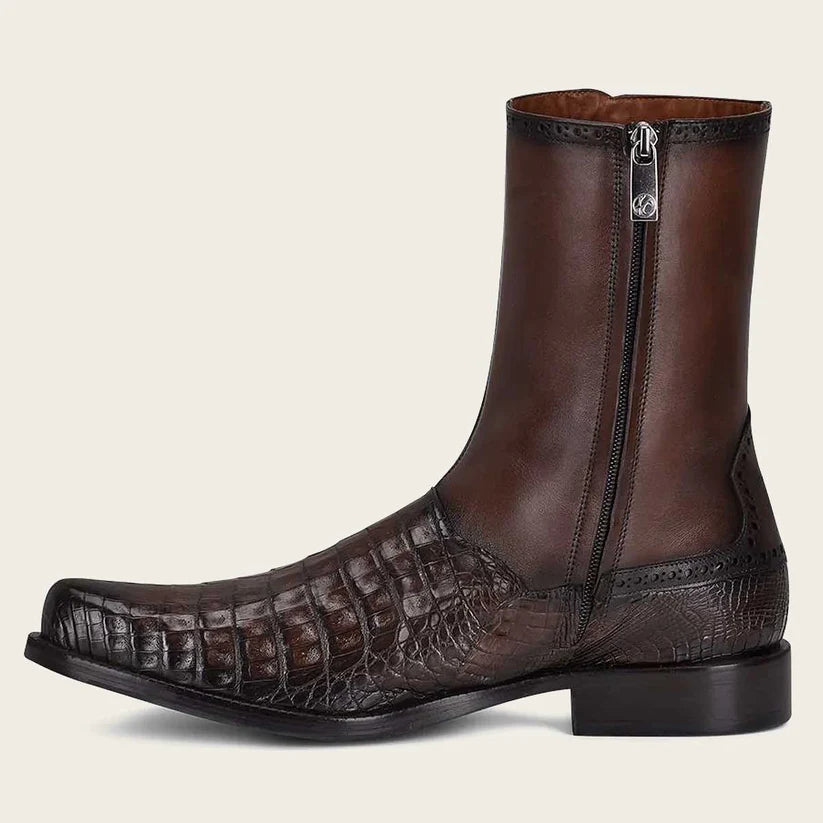 Hand-painted exotic brown leather boots FC657