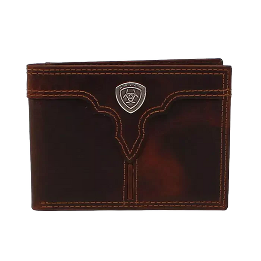ARIAT BROWN LEATHER Center Bump Bi-fold Wallet