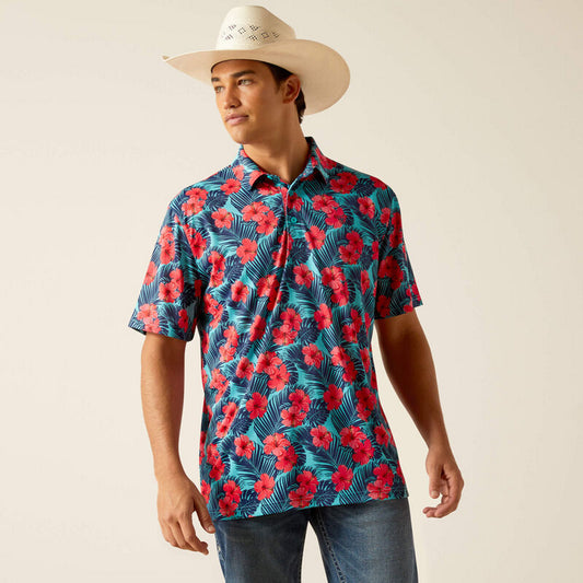 ARIAT ALL OVER BLUE CURACAO - MENS POLO - 10048779