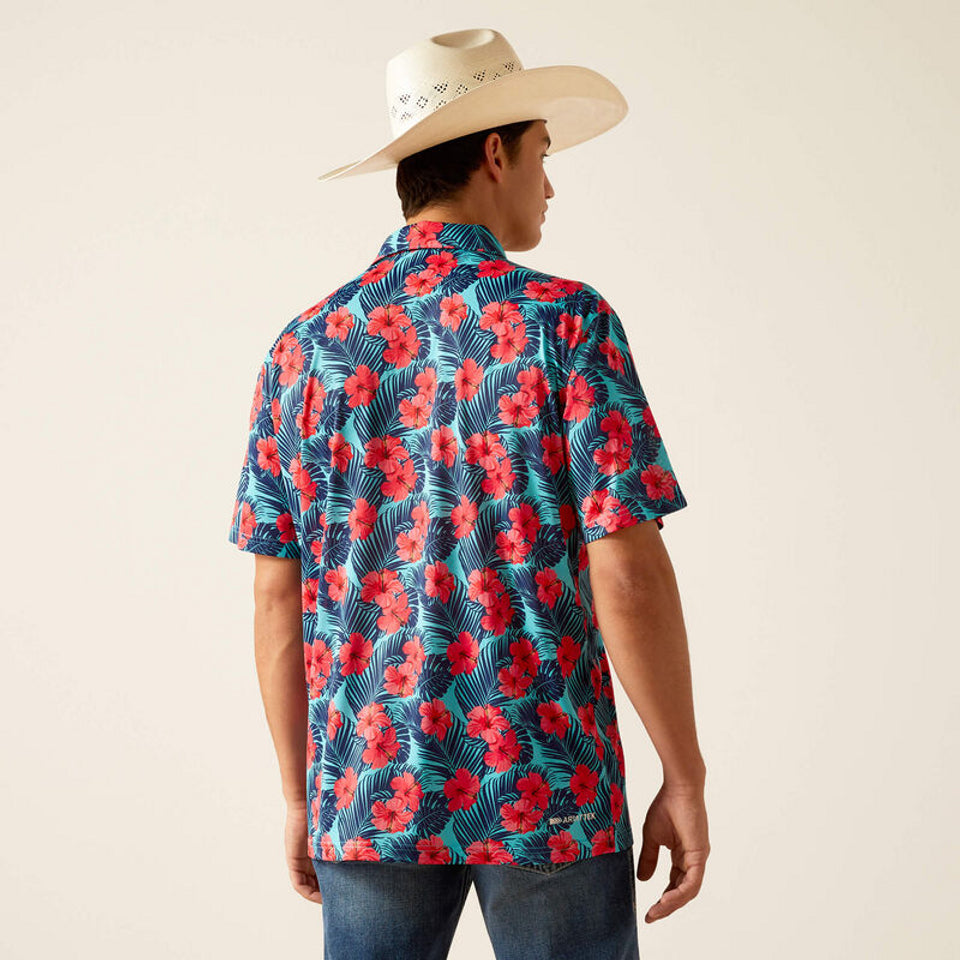 ARIAT ALL OVER BLUE CURACAO - MENS POLO - 10048779