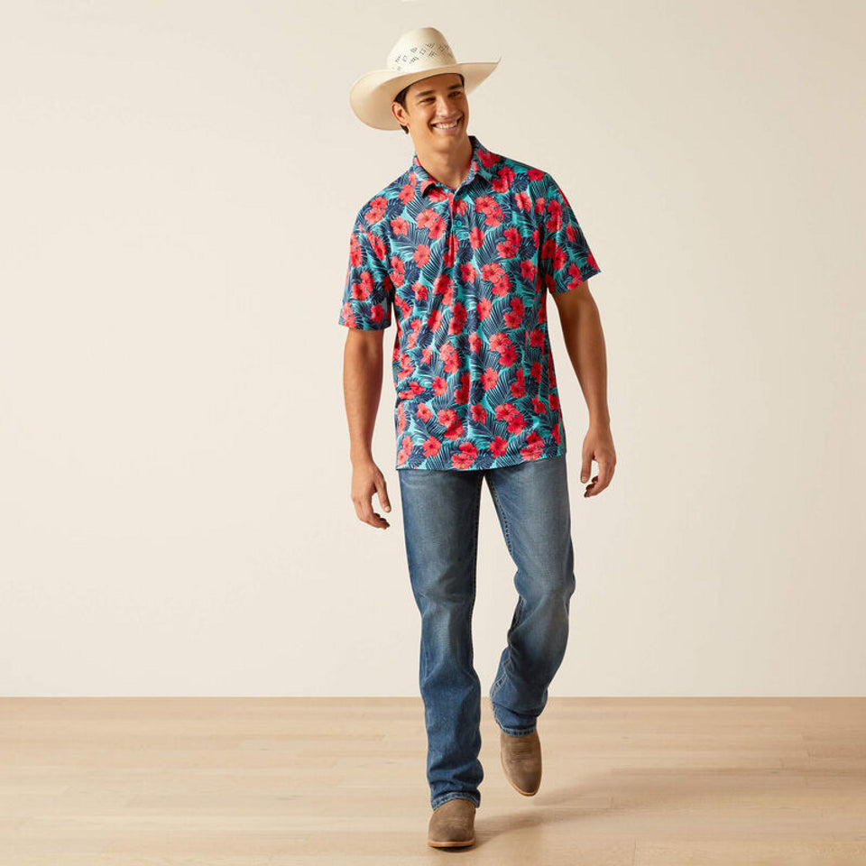 ARIAT ALL OVER BLUE CURACAO - MENS POLO - 10048779