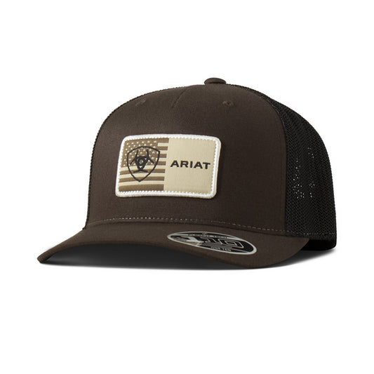 Brown ariat patch cap american flag A300090702