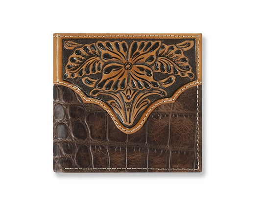 ARIAT BIFOLD CROC PRINT FLORAL BROWN A3553002