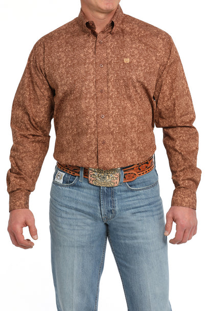 MENS CINCH BROWN PAISELY PRINT SHIRT (MTW1105832)