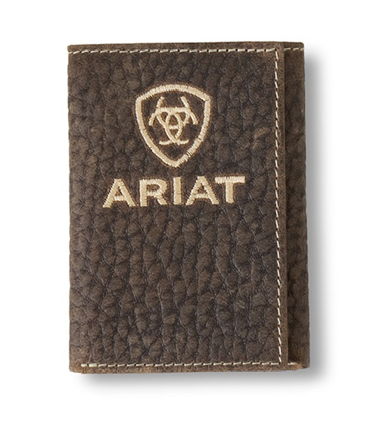 ARIAT TRIFOLD BROWN BULL HIDE EMBROIDERED A3556102
