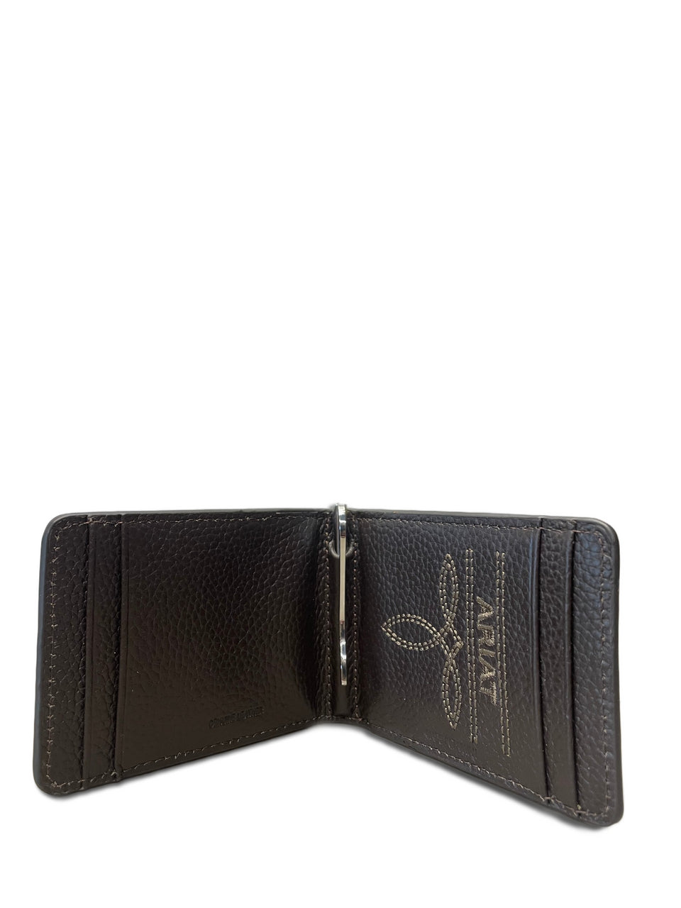 ARIAT BROWN LEATHER BOOT EMBROIDERY TRIFOLD WALLET A3511002