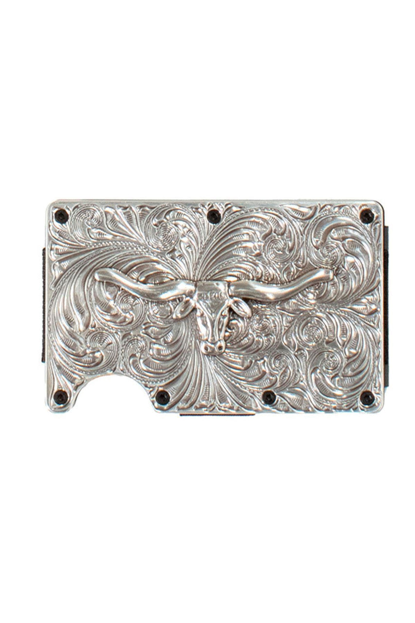 3D Wallets Men's Utility Longhorn Silver Money Clip - D250008765