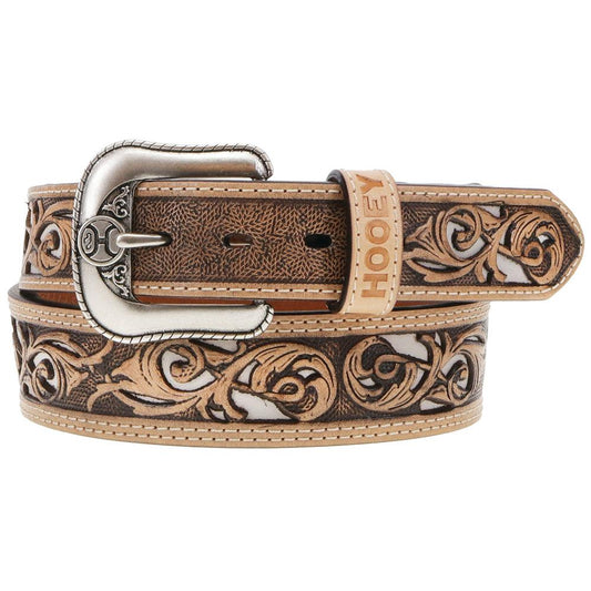 Hooey "Top Notch" Hand Tooled Belt Natural / Ivory