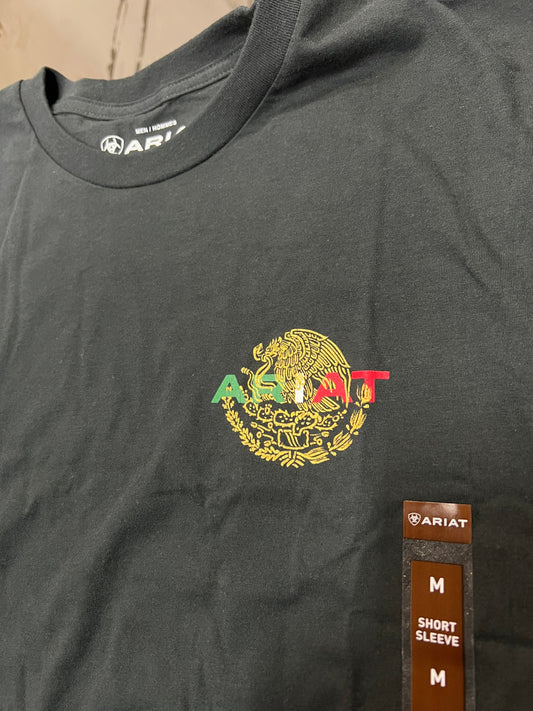 ARIAT MEN'S MEXICO FLAG LOCKUP SHORT SLEEVE TEE, BLACK 10051697