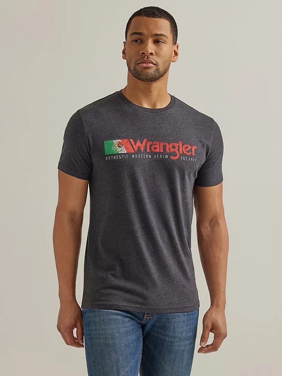 WRANGLER MEXICO AUTHENTIC DARK GRAY - MENS TEE - 112344124