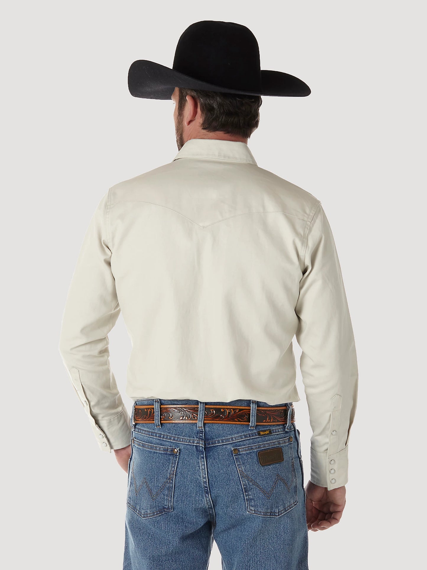 LONG SLEEVE TWILL SOLID SNAP:STONE:REG:M MS71319