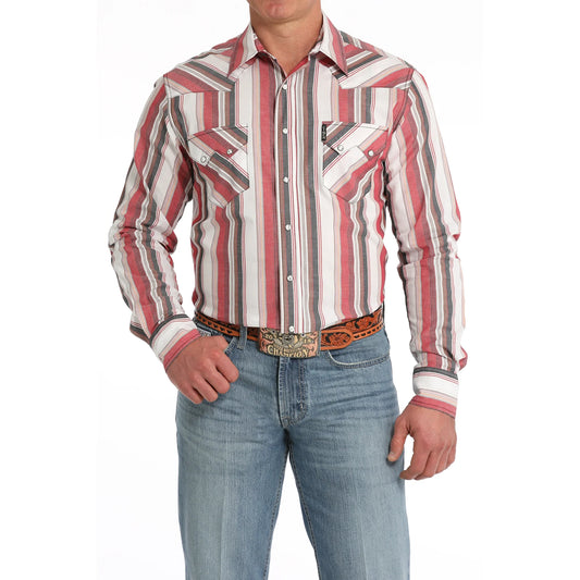 CINCH - Men's Pearl Snap Long Sleeve Red/White (MTW1301079)