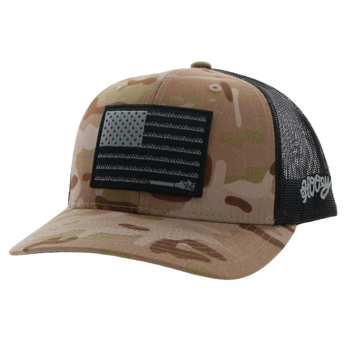 Hooey Men's Liberty Roper Camo Tan & Black Trucker Cap 2110T-TNBK