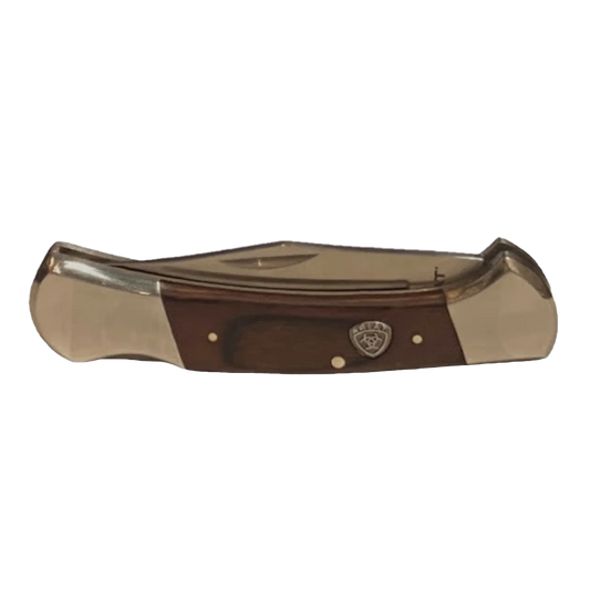 Ariat® Plain Edge Blade Stained Wood Folding Knife
