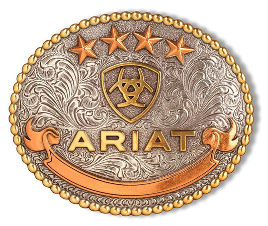 ARIAT OVAL LOGO ANTIQUE SILVER/ GOLD - ACC BUCKLE - A37055