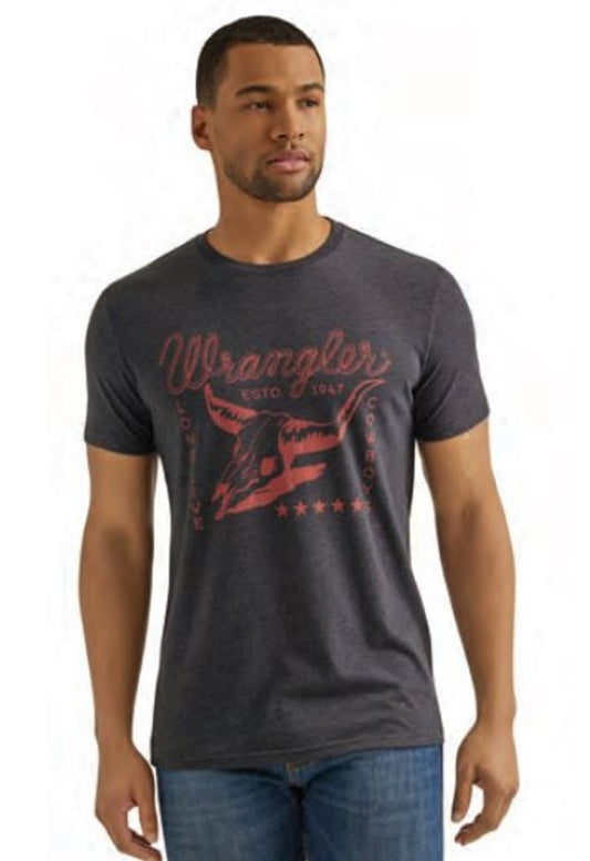Wrangler Mens Year Round Caviar Heather Short Sleeve Shirt 112344112