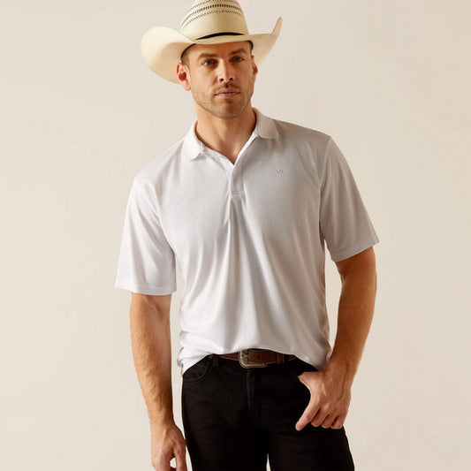 ARIAT TEK WHITE POLO - MENS POLO - 10048833