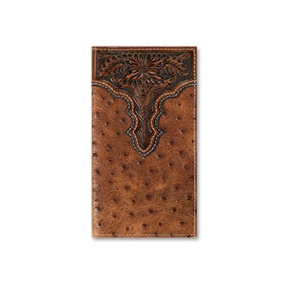 Ariat Brown Ostrich Pattern Rodeo Wallet