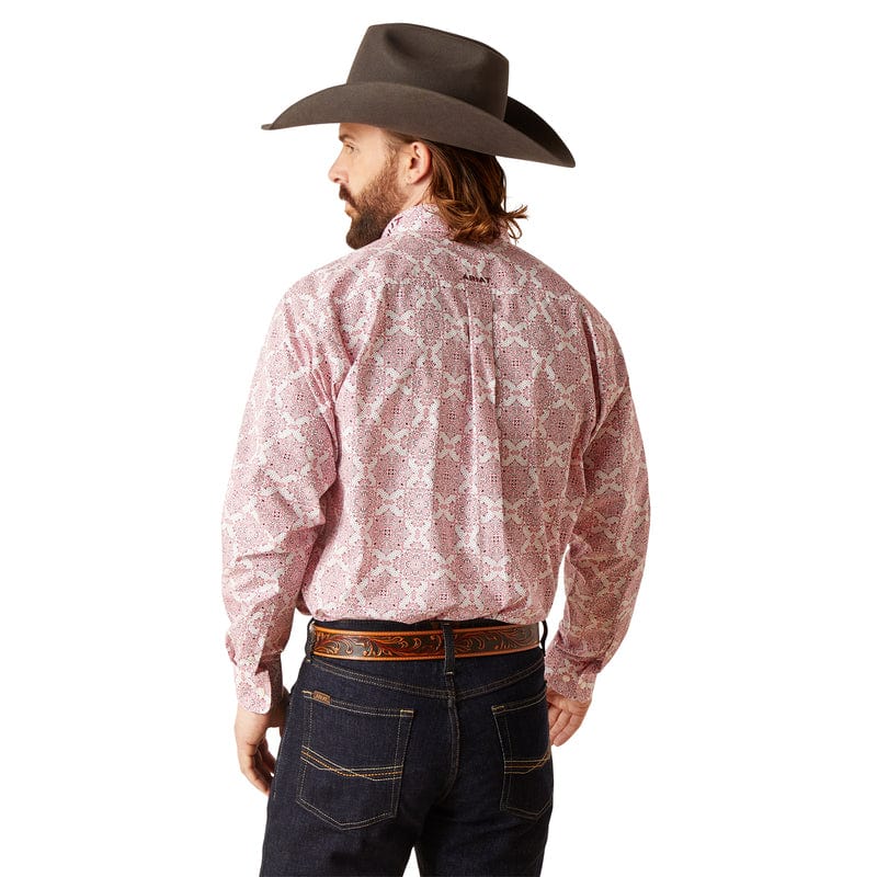 ARIAT MEN'S TEAM CLIFFORD PINK CLASSIC FIT LONG SLEEVE BUTTON DOWN WESTERN SHIRT 10047350