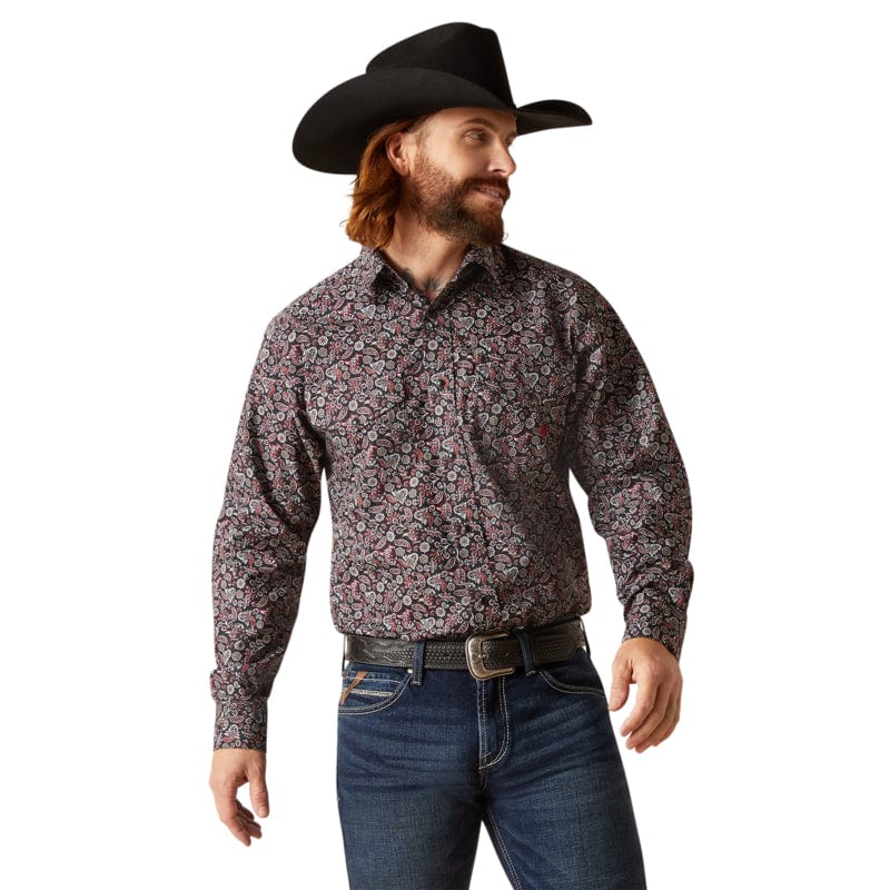 ARIAT MEN'S NOOR BLACK CLASSIC FIT LONG SLEEVE WESTERN SNAP SHIRT 10047380