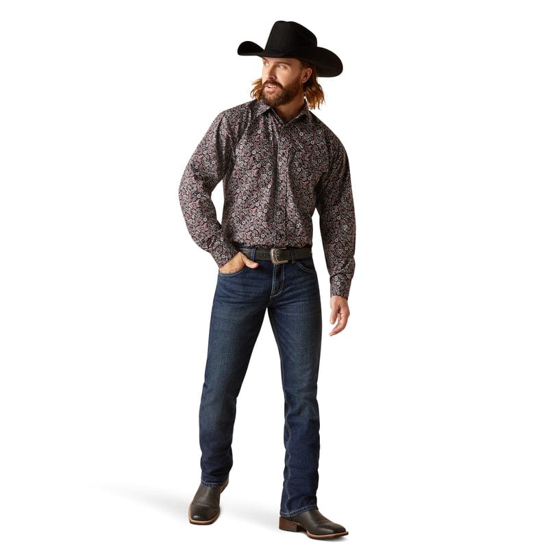 ARIAT MEN'S NOOR BLACK CLASSIC FIT LONG SLEEVE WESTERN SNAP SHIRT 10047380