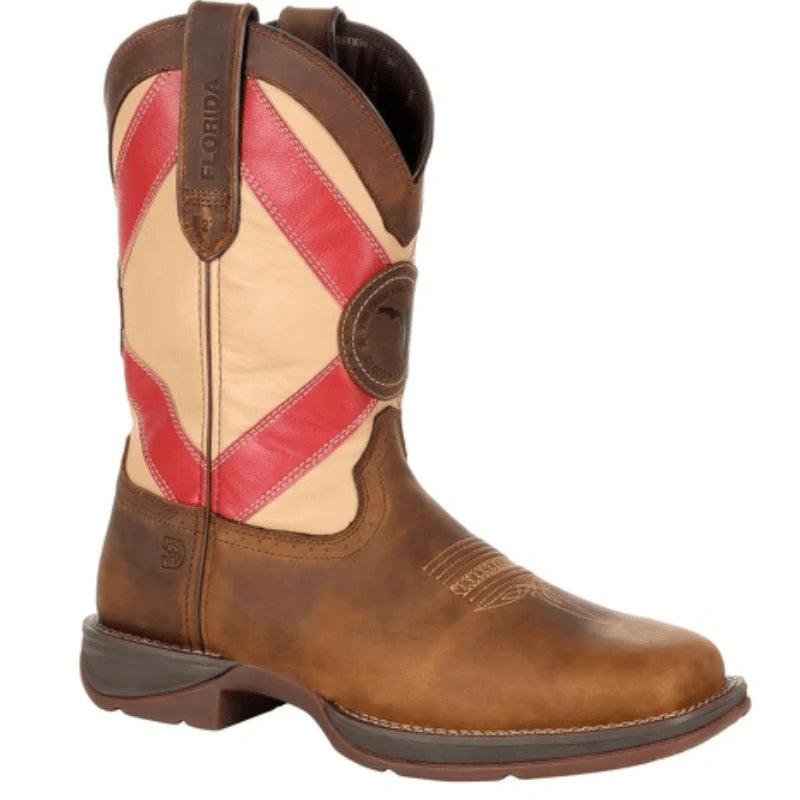 DURANGO MEN'S FLORIDA STATE FLAG BROWN SQUARE TOE WESTERN BOOTS DDB0233