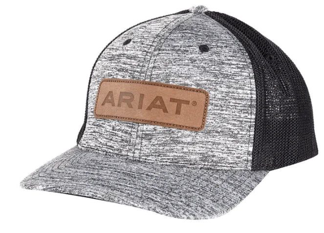 ARIAT MEN'S LEATHER PATCH LOGO HEATHER GREY/BLACK CAP A300002601