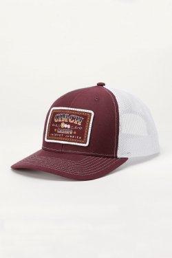 MEN'S CINCH CASINO CAP - BURGUNDY/WHITE MCC0800014